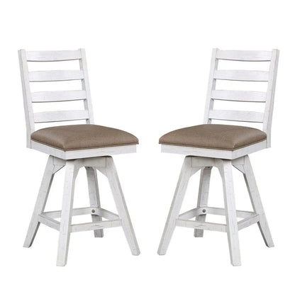 ECI Furniture La Sierra 24 Ladder Back Counter Swivel Stool with Brown Vinyl Seat Set of 2 - EC-1164-22-CS1