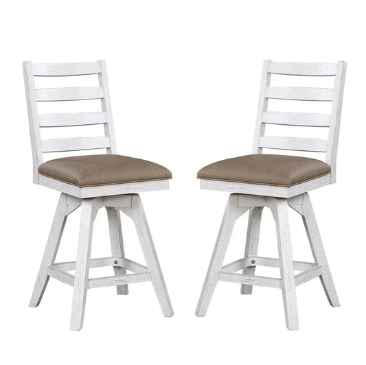 ECI Furniture La Sierra 24 Ladder Back Counter Swivel Stool with Brown Vinyl Seat Set of 2 - EC-1164-22-CS1