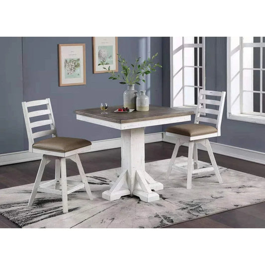 ECI Furniture La Sierra 24 Ladder Back Counter Swivel Stool with Brown Vinyl Seat Set of 2 - EC-1164-22-CS1