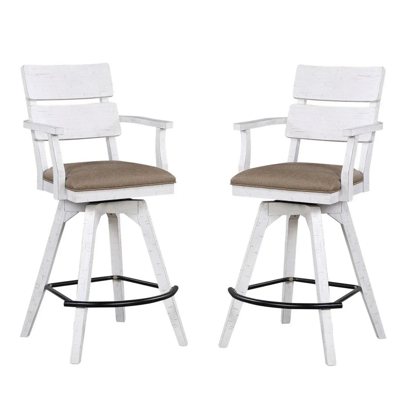 ECI Furniture La Sierra 30 Dbl Panel Back Spectator Bar Stool with Brown Vinyl Seat Set of 2 - EC-1164-22-SBS2