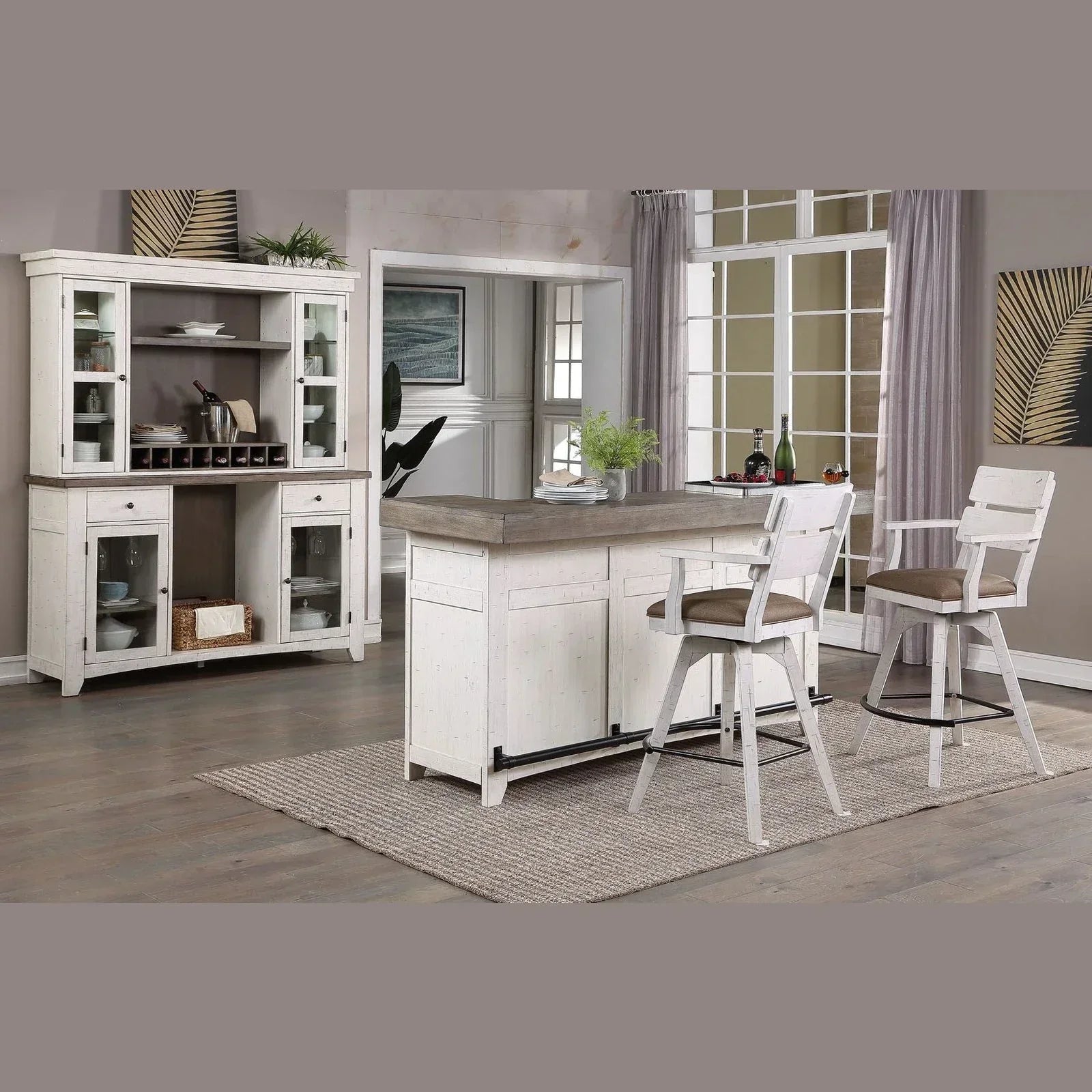 ECI Furniture La Sierra 30 Dbl Panel Back Spectator Bar Stool with Brown Vinyl Seat Set of 2 - EC-1164-22-SBS2