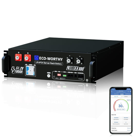Eco-Worthy Cubix100 48V 100Ah Server Rack Battery | Bluetooth & WiFi - GW-L12L100ACUB100-1