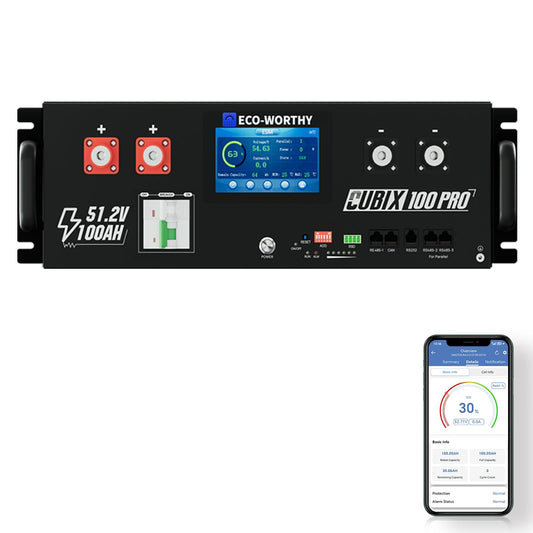 Eco-Worthy Cubix 100 Pro | 48V 100AH Server Rack Battery | Bluetooth & WiFi | Low-Temp Charge |  - GW-L12L100ACUB100PRO-1