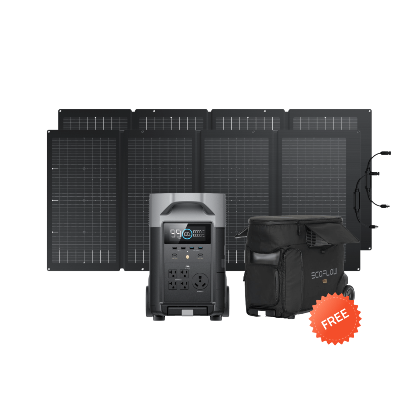 EcoFlow DELTA Pro + 2 x 220W Portable Solar Panels + DELTA Pro Bag (Free) - DP-220W-2-BAG