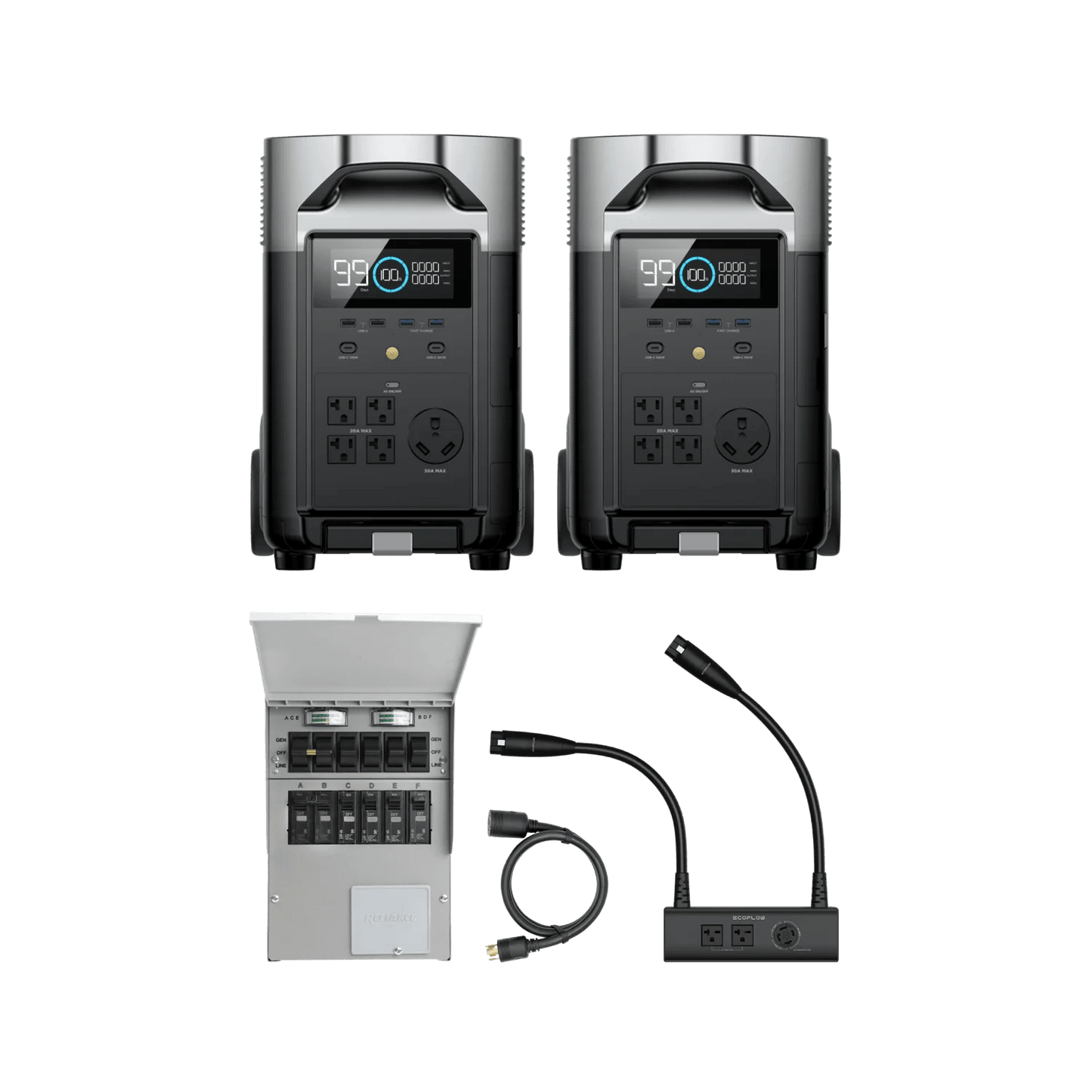 EcoFlow DELTA Pro*2 + Double Voltage Hub + Transfer Switch