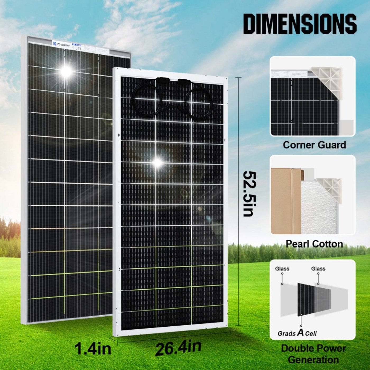 Eco-Worthy 1950W 24V 10x Bifacial 195W Complete MPPT Off Grid Solar Kit