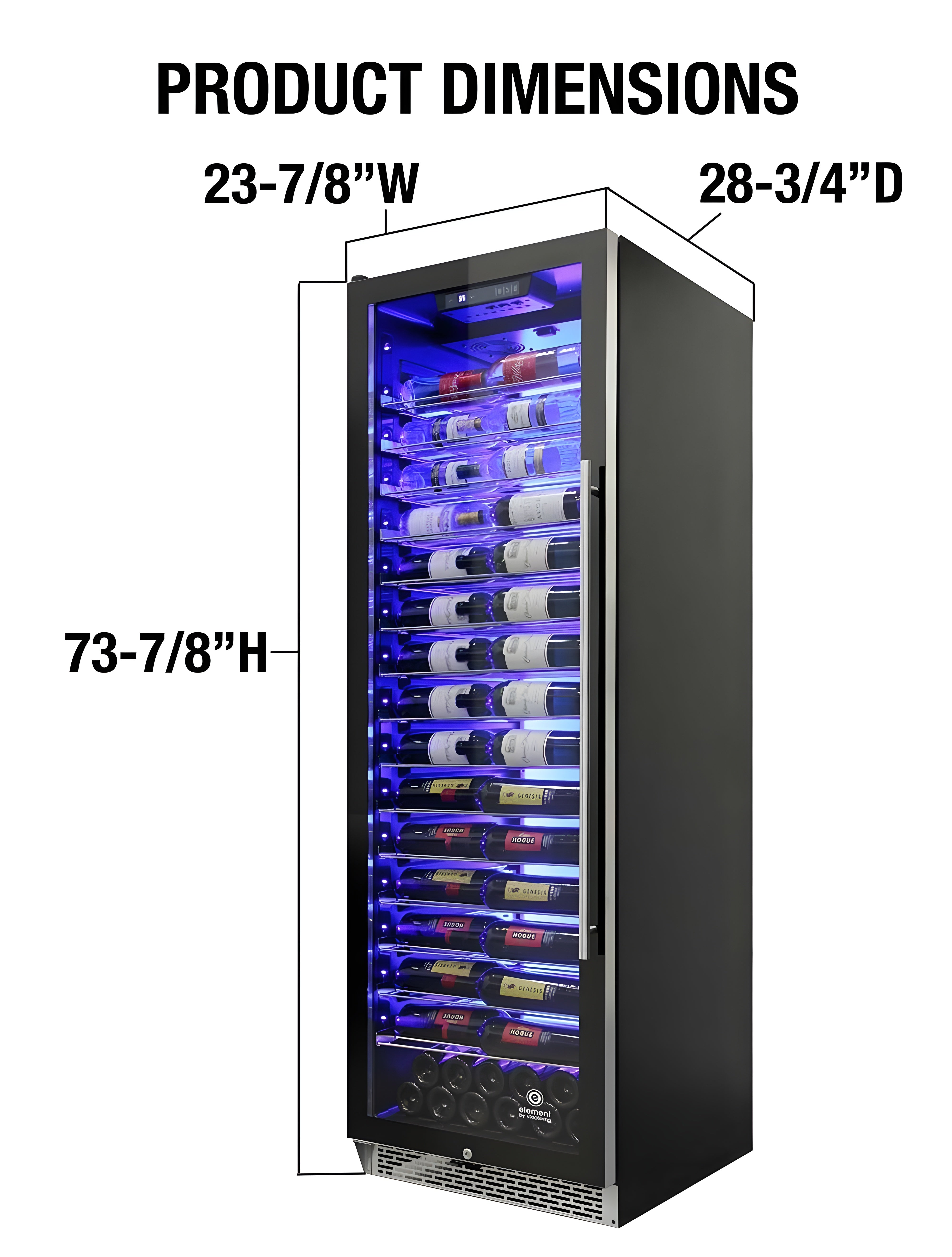 Vinotemp Private Reserve Series 141-Bottle Backlit Panel Commercial 168 Single-Zone Wine Cooler (Left Hinge) - EL-168COMM-L