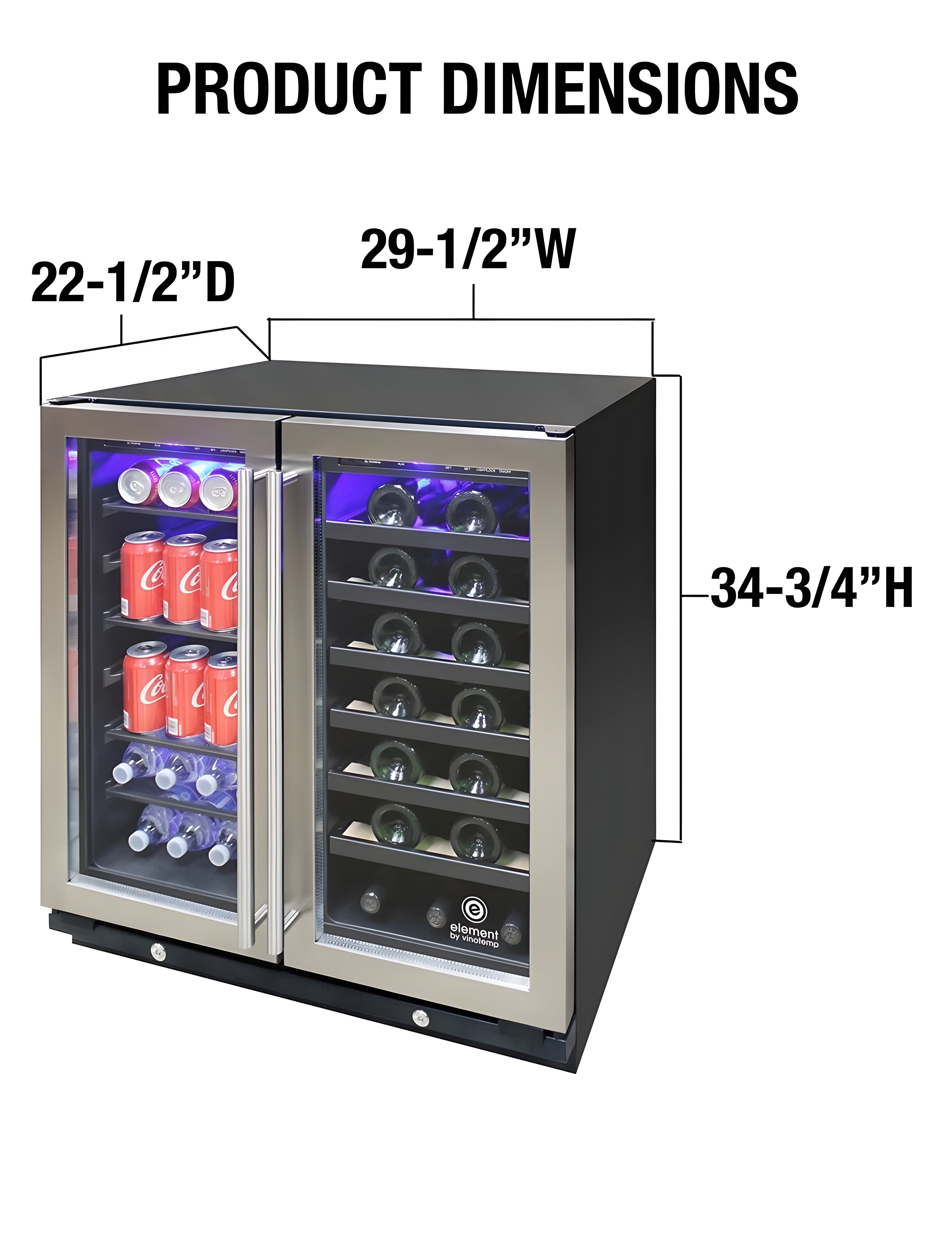 Vinotemp 30-Inch Wine & Beverage Cooler - EL-30SWCB2D