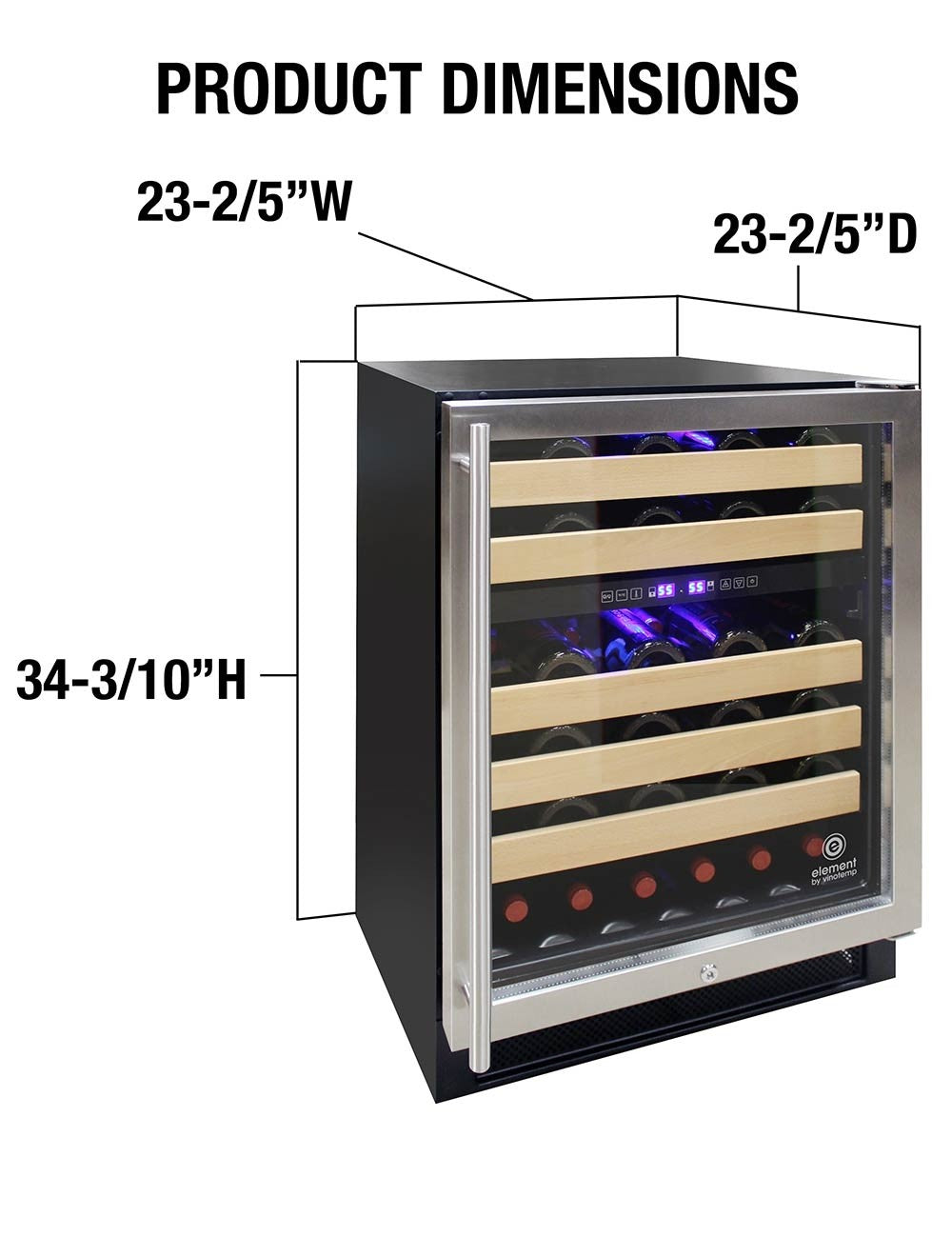 Vinotemp Connoisseur Series 46 Dual Zone Wine Cooler - EL-46WCST