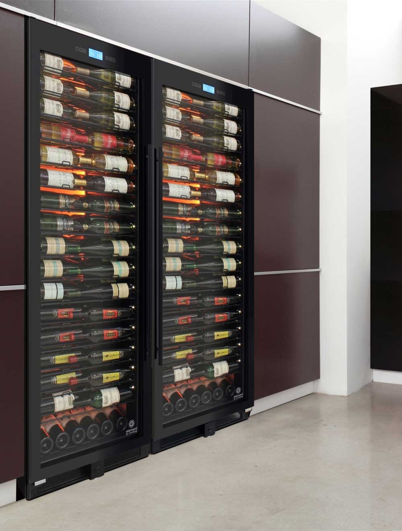 Vinotemp 141-Bottle Single-Zone Backlit Panel Wine Cooler (Black) - Left Hinge - EL-WCU108-02