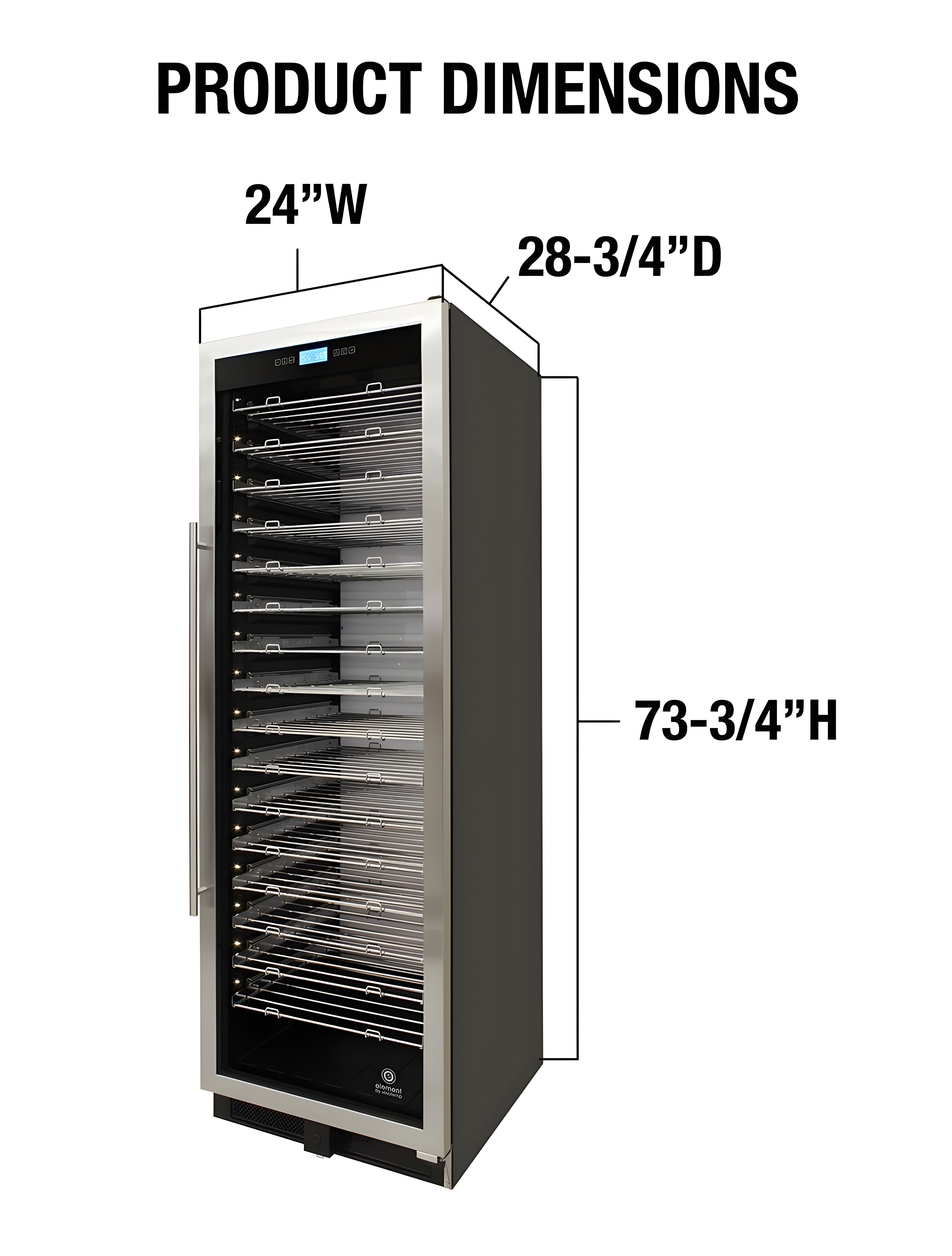 Vinotemp 141-Bottle Single-Zone Backlit Panel Wine Cooler (Stainless) - EL-WCU107-02