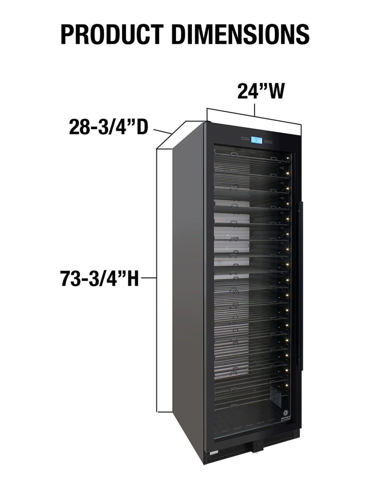 Vinotemp 141-Bottle Single-Zone Backlit Panel Wine Cooler (Black) - Left Hinge - EL-WCU108-02