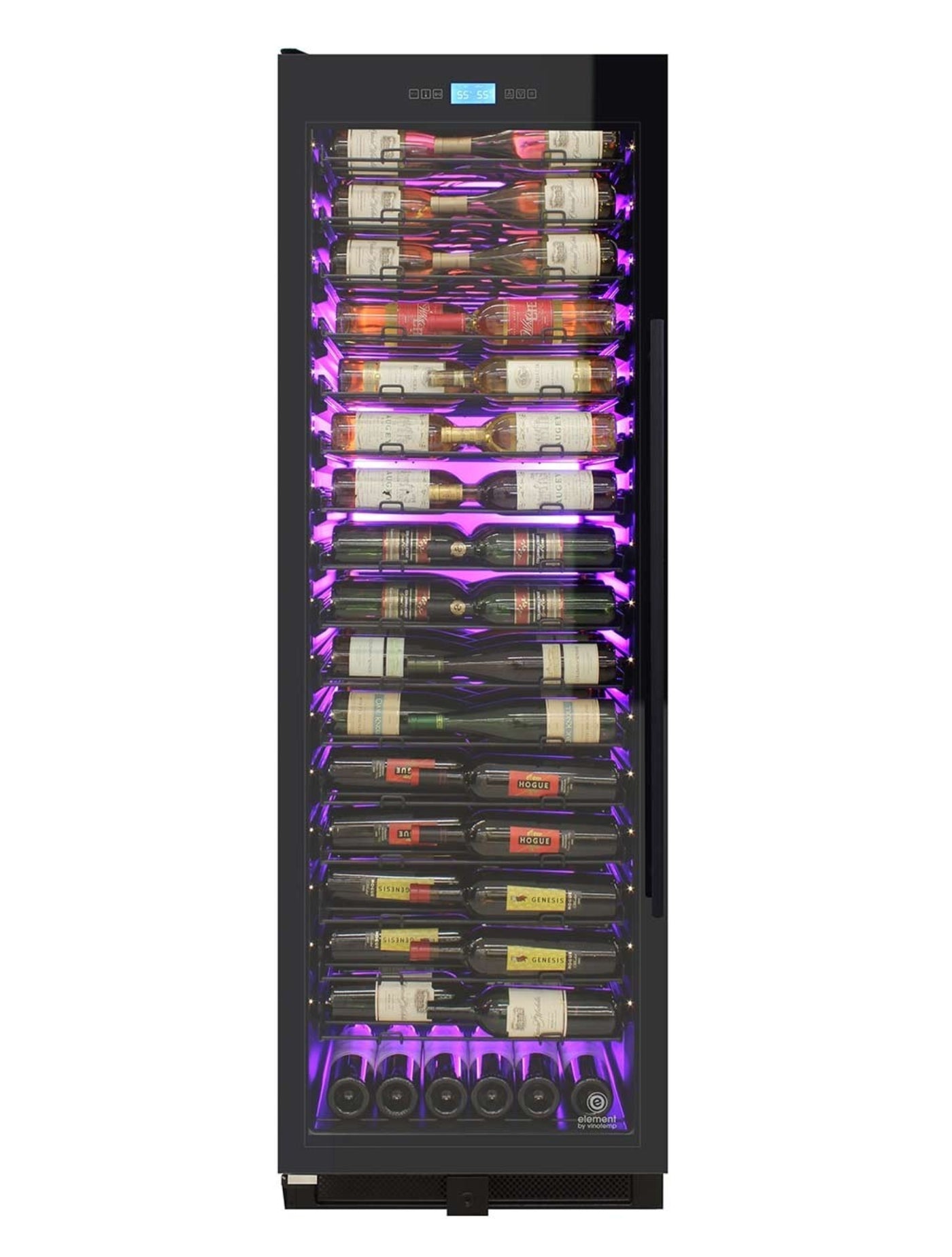 Vinotemp 141-Bottle Single-Zone Backlit Panel Wine Cooler (Black) - Left Hinge - EL-WCU108-02