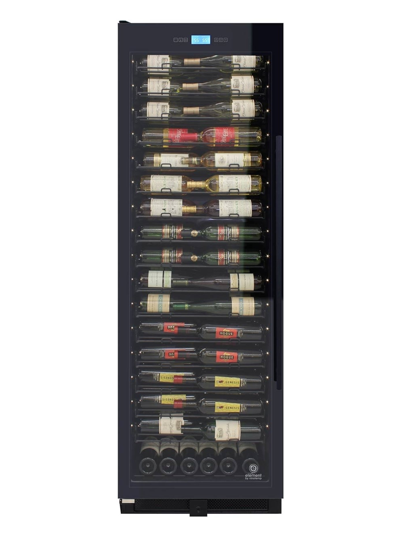 Vinotemp 141-Bottle Single-Zone Backlit Panel Wine Cooler (Black) - Left Hinge - EL-WCU108-02