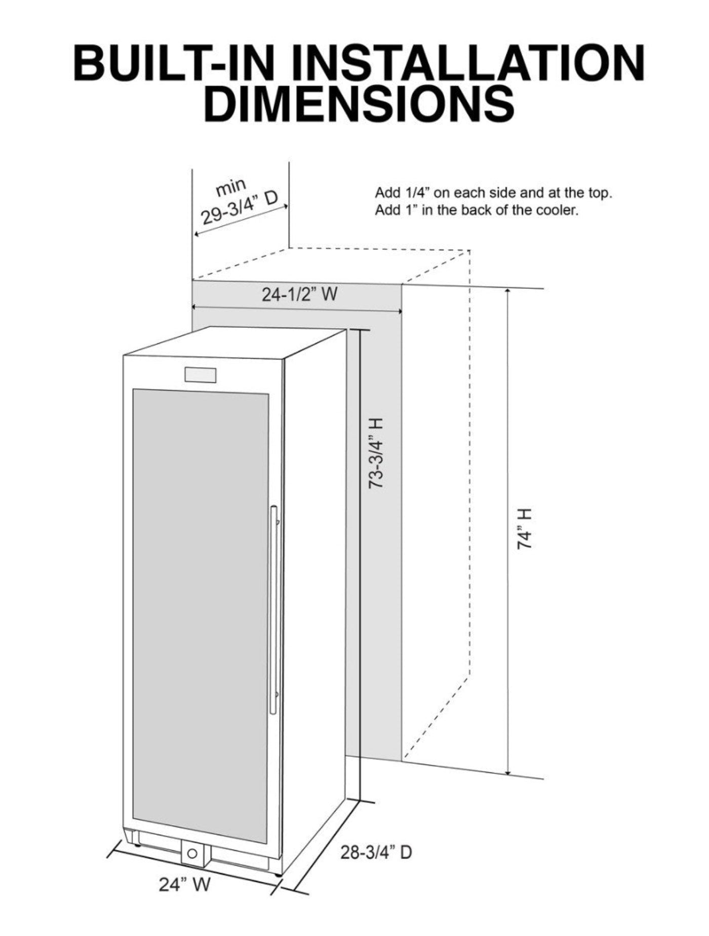 Vinotemp 141-Bottle Single-Zone Backlit Panel Wine Cooler (Black) - Left Hinge - EL-WCU108-02