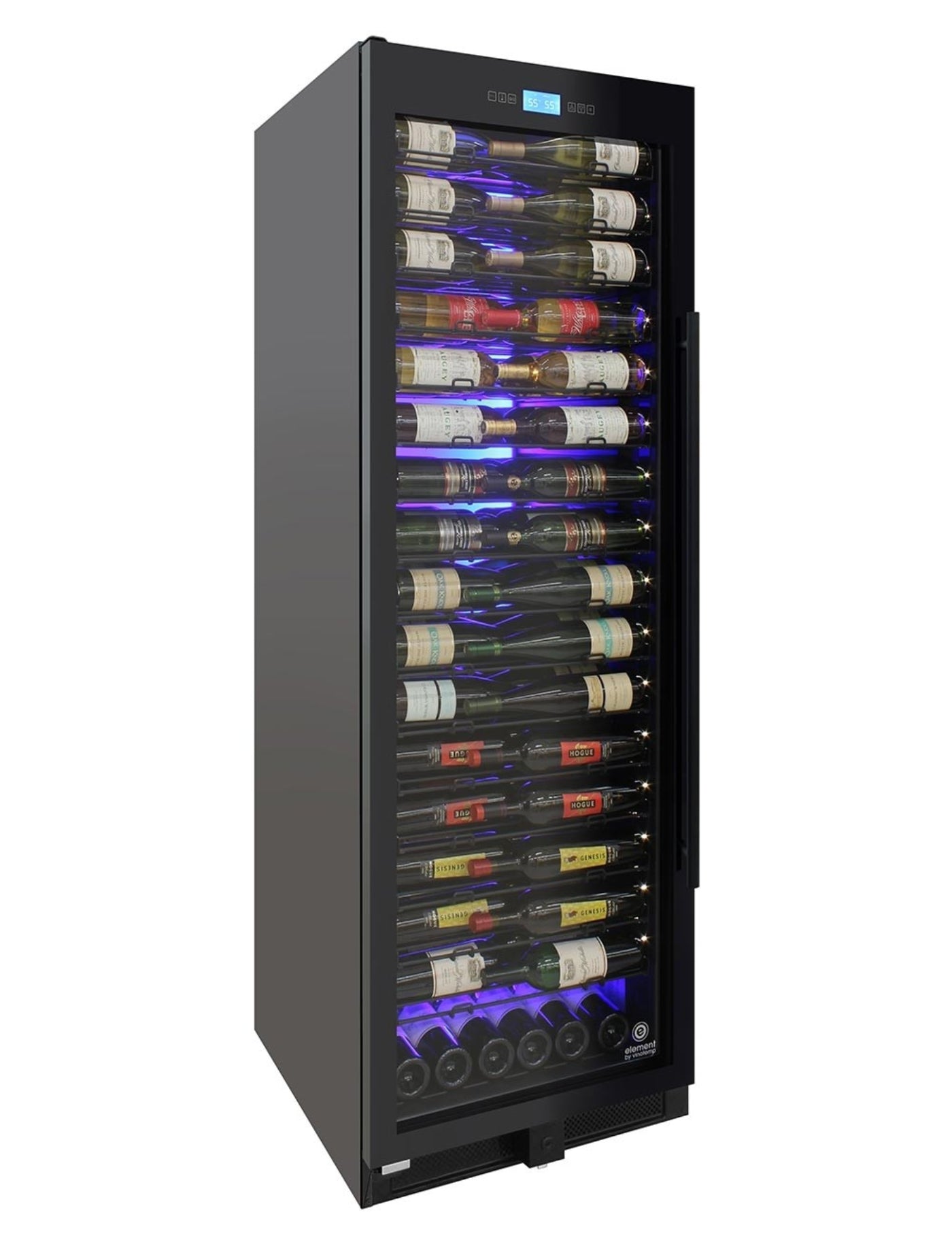 Vinotemp 141-Bottle Single-Zone Backlit Panel Wine Cooler (Black) - Left Hinge - EL-WCU108-02