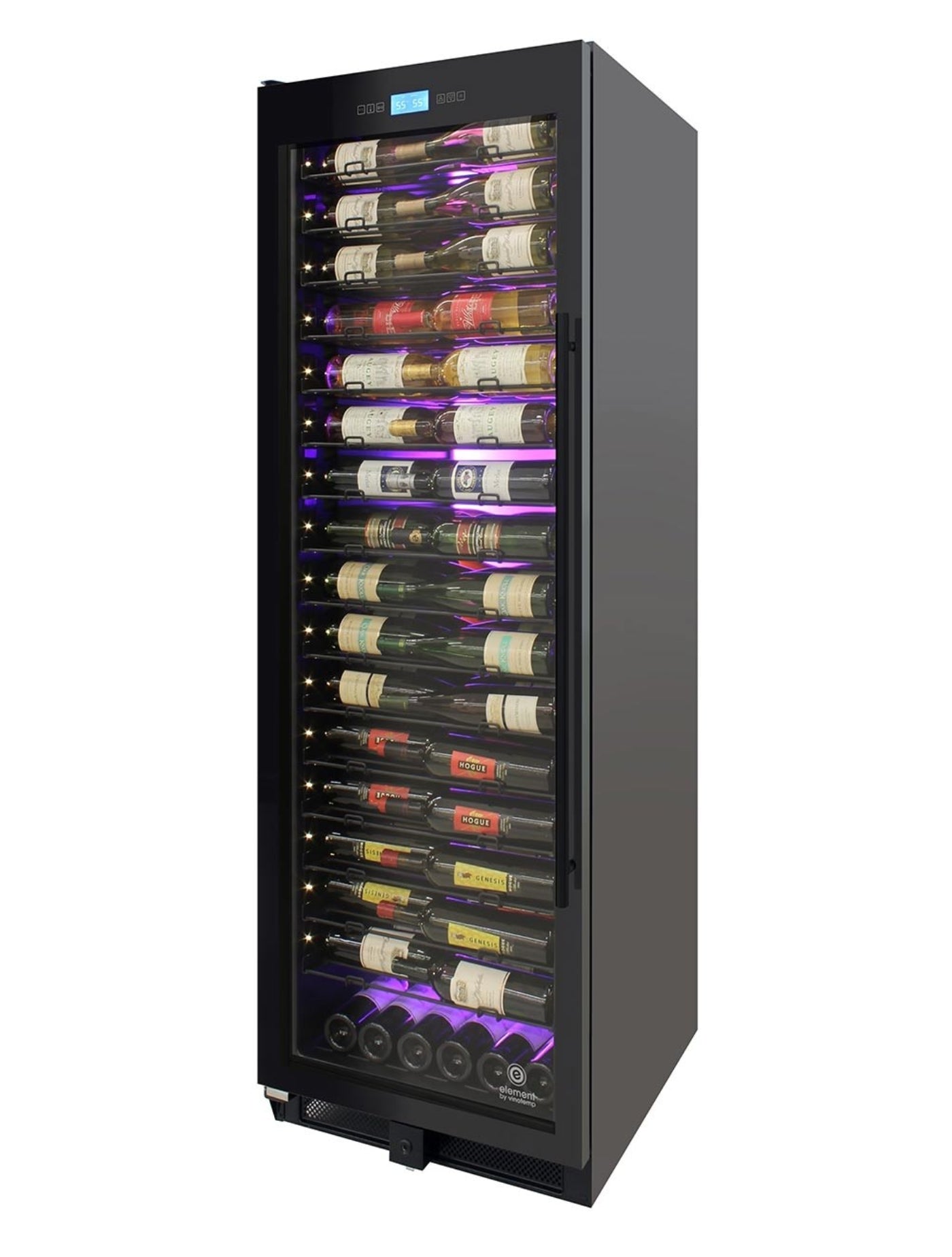 Vinotemp 141-Bottle Single-Zone Backlit Panel Wine Cooler (Black) - Left Hinge - EL-WCU108-02