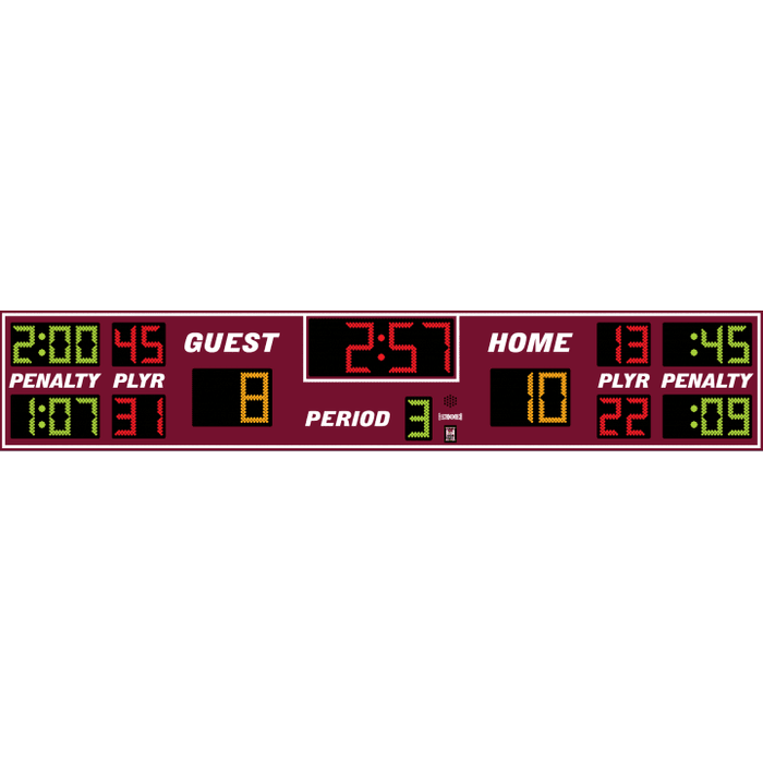 Electro-Mech Wide Hockey Scoreboard With Penalty Timers And Player Numbers - LX8440