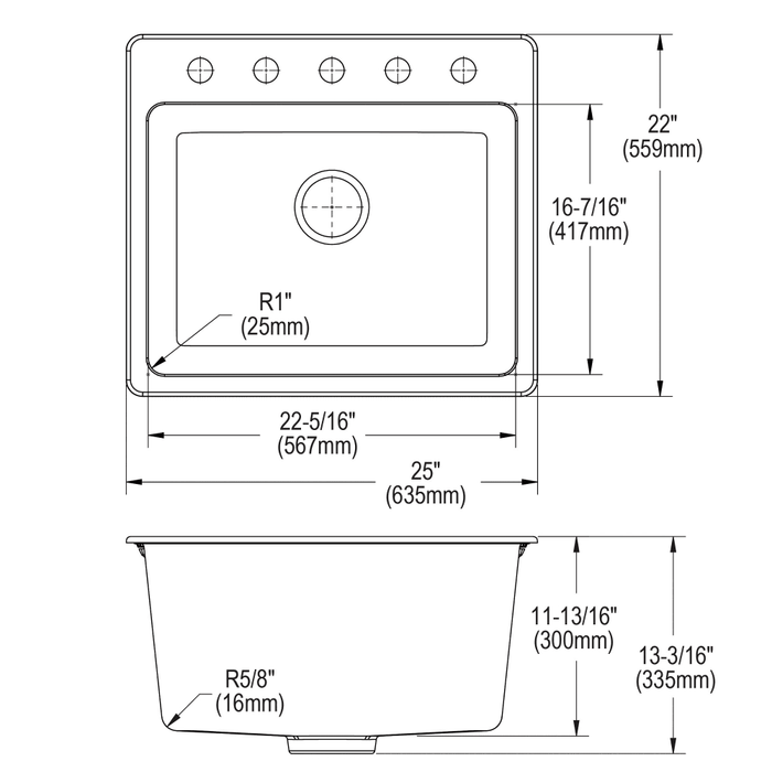 Elkay Quartz Classic 25" x 22" x 11-13/16", Drop-in Laundry Sink with Perfect Drain