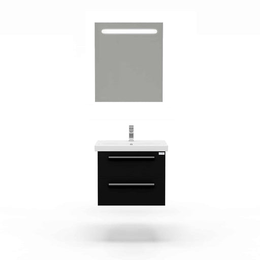 Casa Mare Elke 32" Glossy Black Vanity and Ceramic Sink Combo with LED Mirror - Elke80GB-32-MSC-S