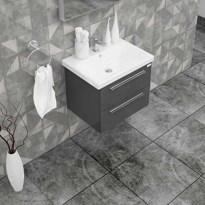 Casa Mare Elke 32" Bathroom Vanity and Ceramic Sink Combo with LED Mirror - Elke80GB-32
