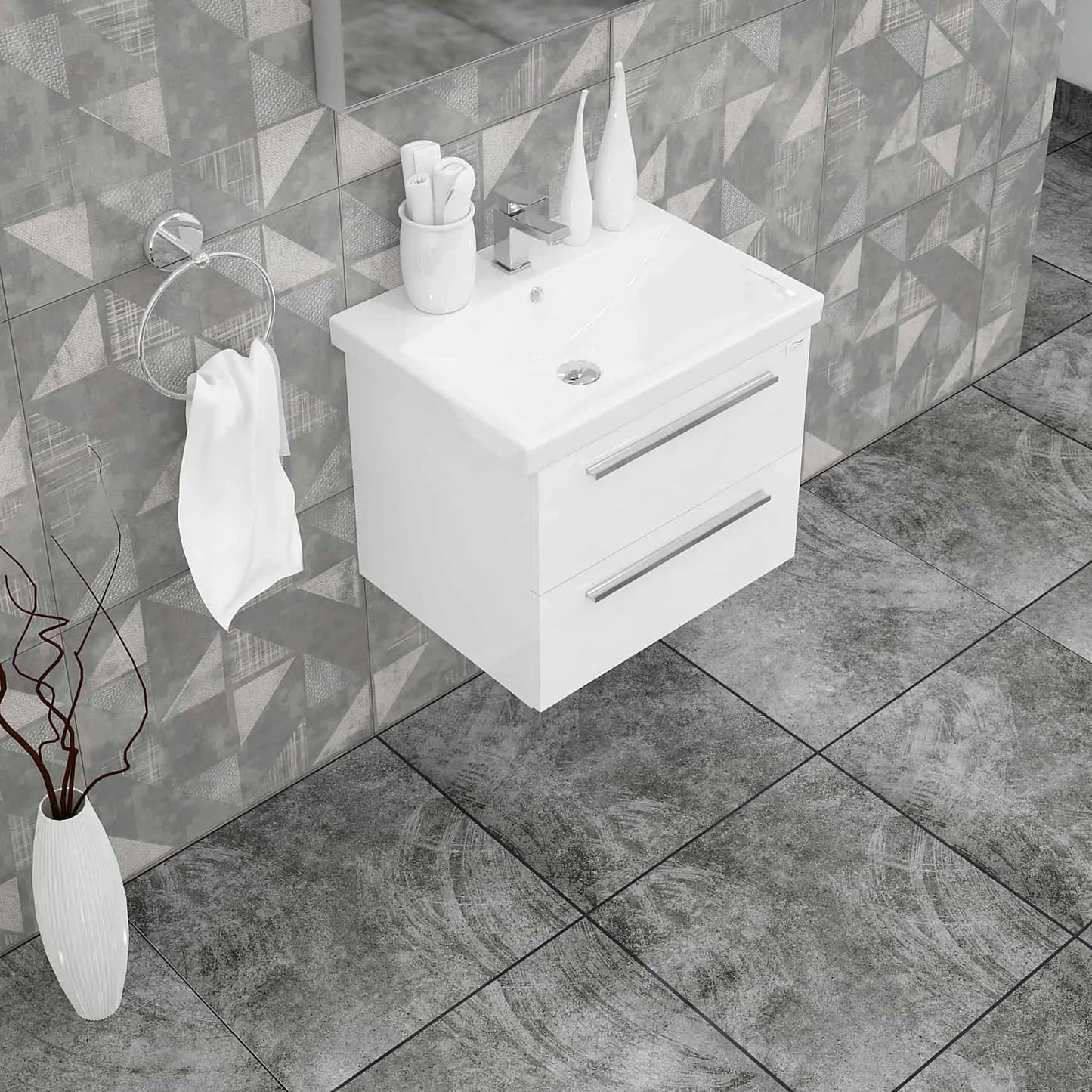 Casa Mare Elke 32" Bathroom Vanity and Ceramic Sink Combo with LED Mirror - Elke80GB-32