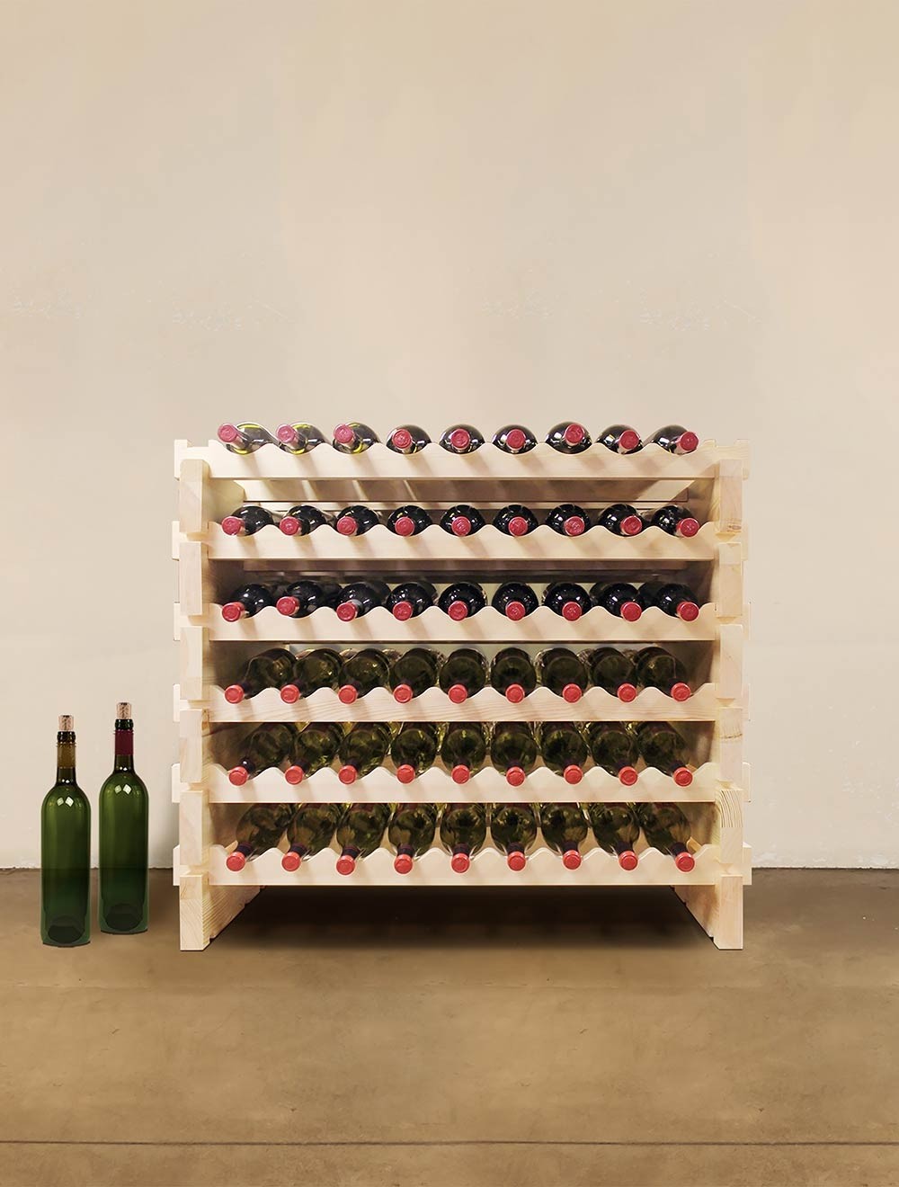 Vinotemp 108 Bottle Double Modular Wine Rack (Natural) - EP-4472-108