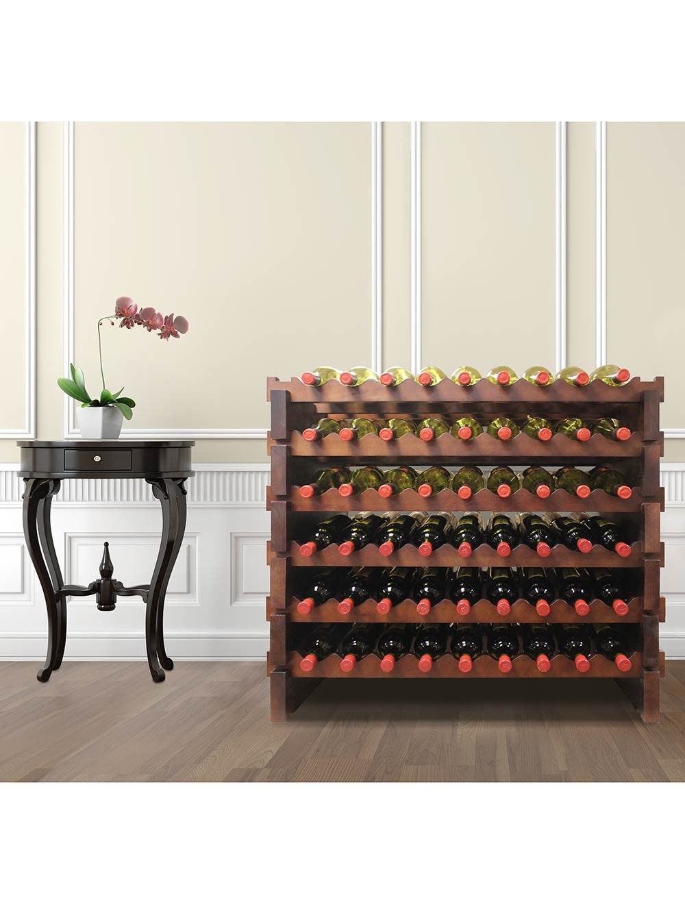 Vinotemp 108 Bottle Double Modular Wine Rack (Stained) - EP-4472-108S