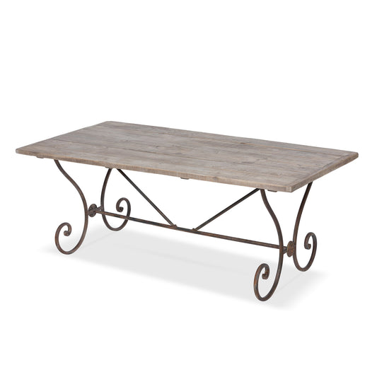 Park Hill Collection La Promenade Dining Table - Charming Reclaimed Wood & Iron Design for Indoor Gatherings, Seats 6-8 - EFT36133