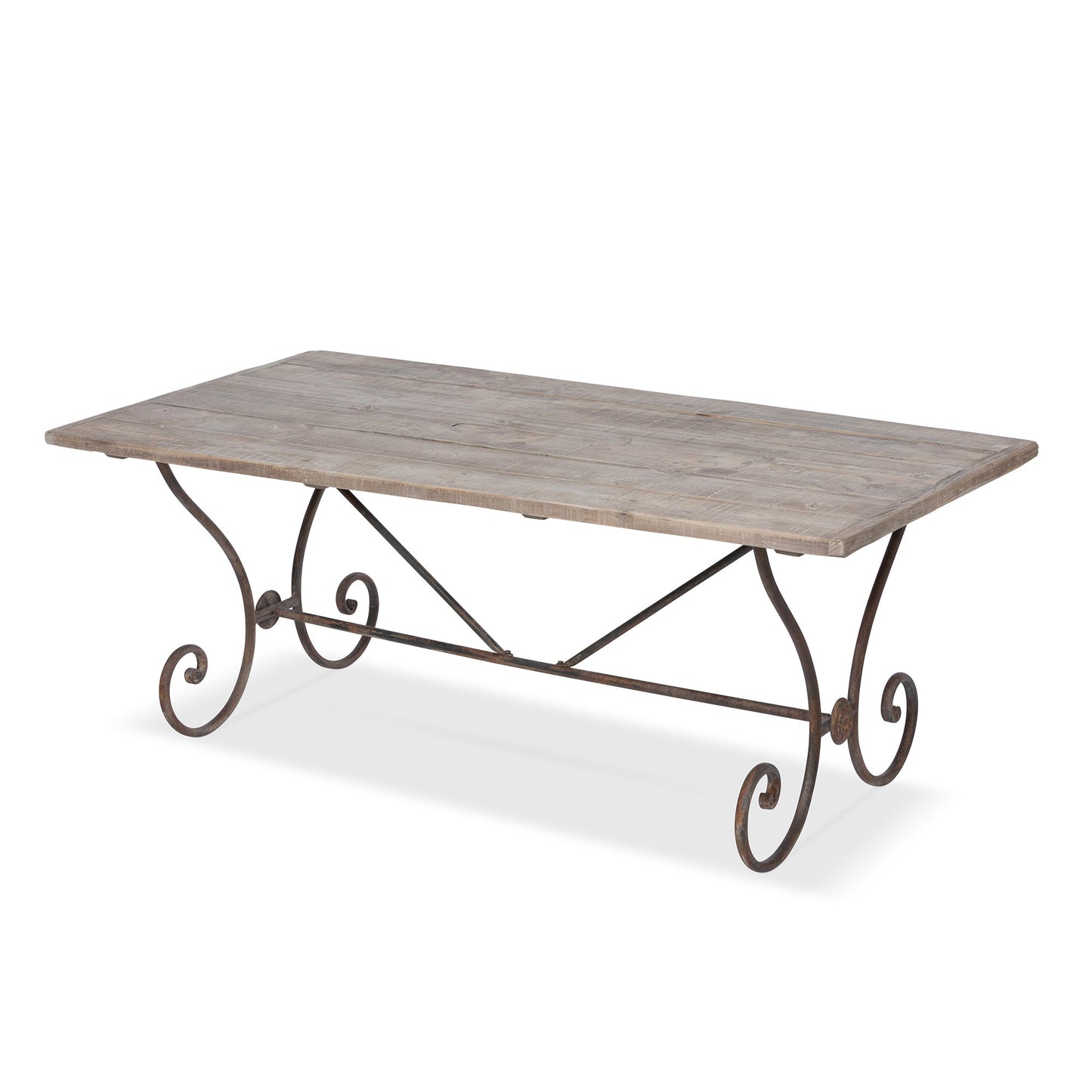 Park Hill Collection La Promenade Dining Table - Charming Reclaimed Wood & Iron Design for Indoor Gatherings, Seats 6-8 - EFT36133
