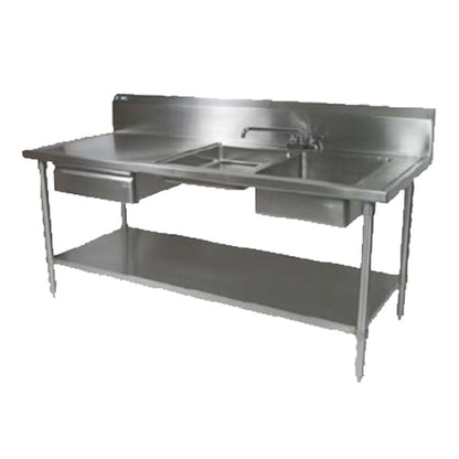 John Boos EPT6R10-DL2B-96R Prep Table Sink, Two Sink Compartments at Right End - JBEPT6R10DL2B96R