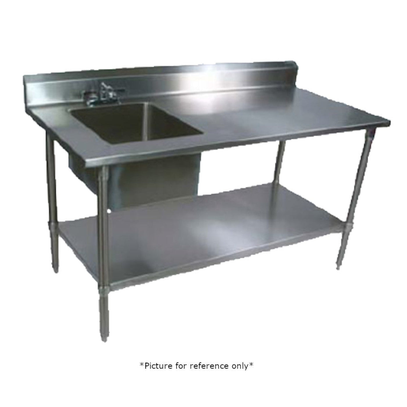 John Boos EPT6R5-3072GSK-L Work Table with Prep Sink & Galvanized Undershelf - JBEPT6R53072GSKL