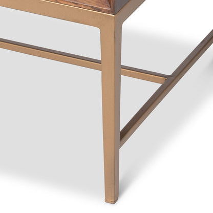 Park Hill Collection Addison Faux Bois 2-Drawer Chest in Walnut with Antique Brass Hardware - Stylish Storage Solution - EFC26059