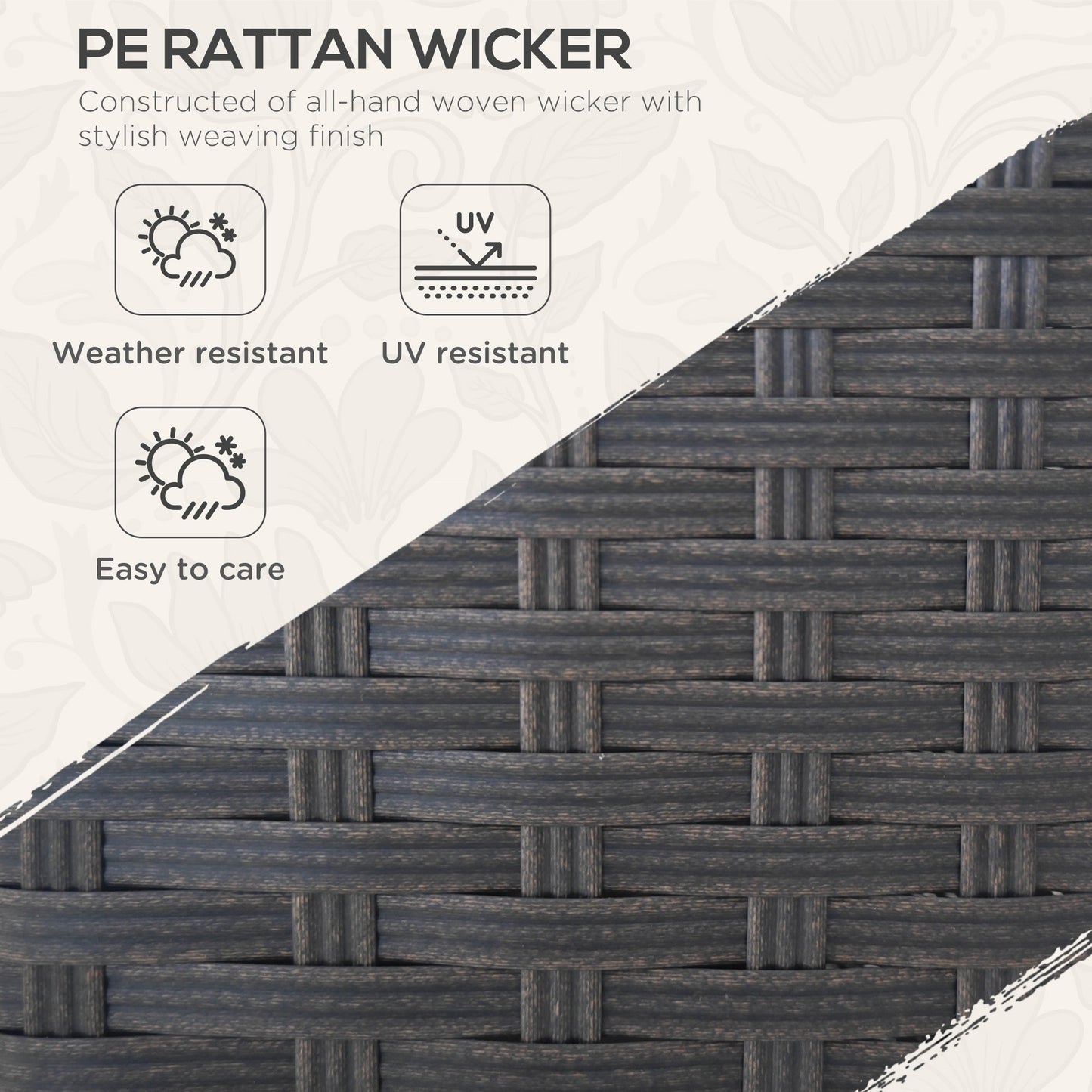 Outsunny 3-Seat Outdoor PE Wicker Sofa with Cushions, Wide Armrests, Beige - 860-304V00BN