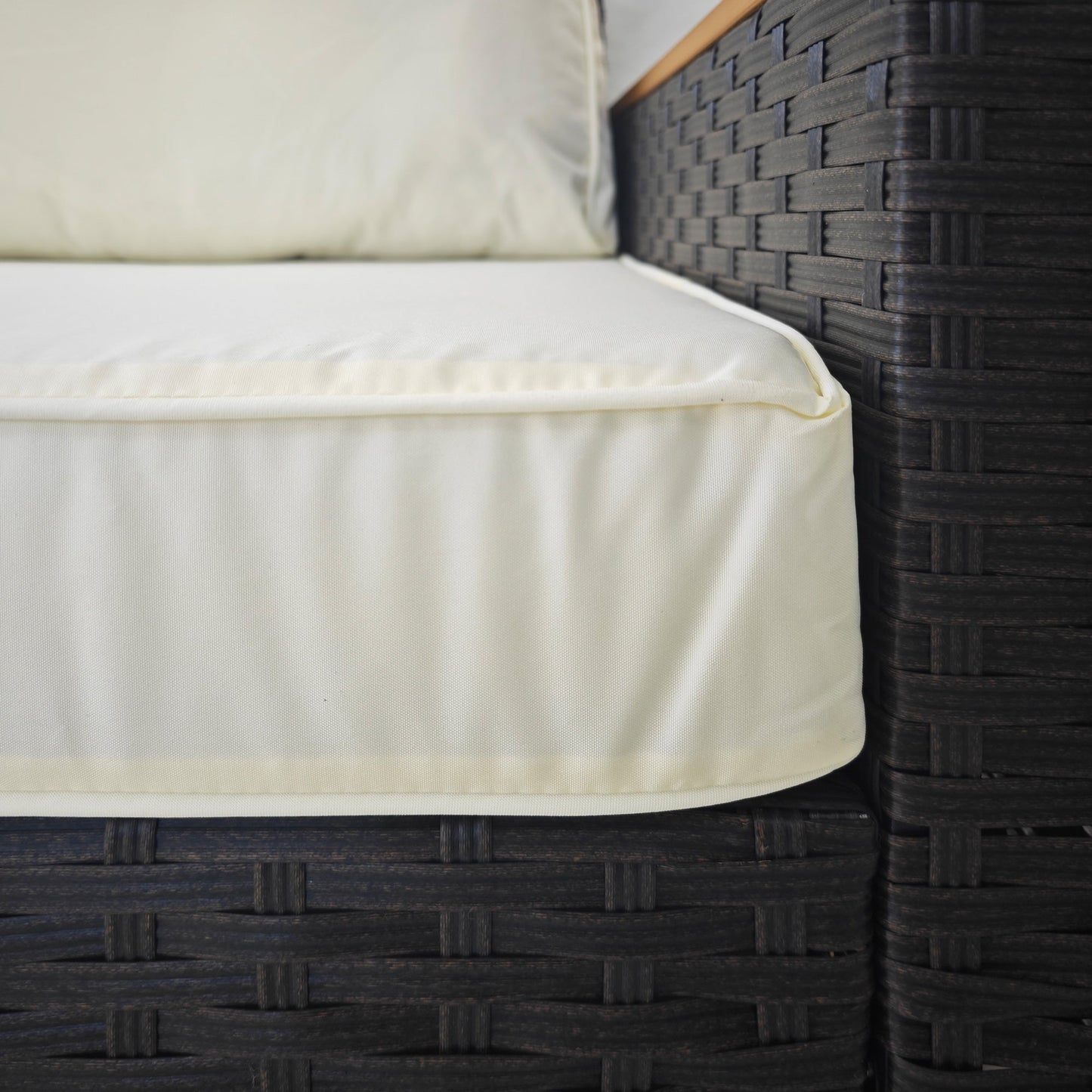 Outsunny 3-Seat Outdoor PE Wicker Sofa with Cushions, Wide Armrests, Beige - 860-304V00BN