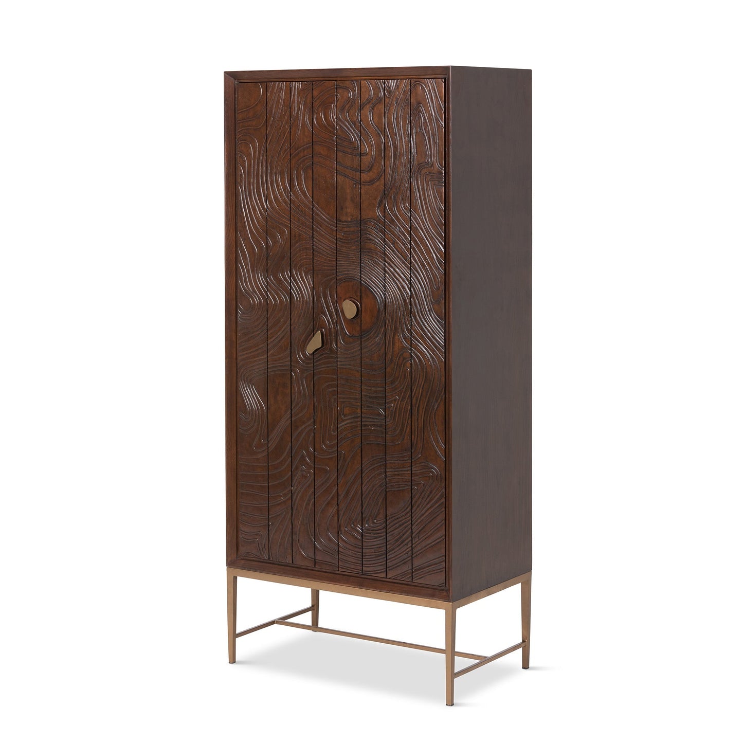 Park Hill Collection Addison Faux Bois Tall Cabinet - Elegant Walnut Beechwood Design with Antique Brass Accents - EFC26060