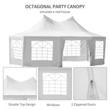 Outsunny 22' x 16' Large UV Resistant Octagonal 8-Wall Party Canopy Gazebo Tent - 01-0005-002