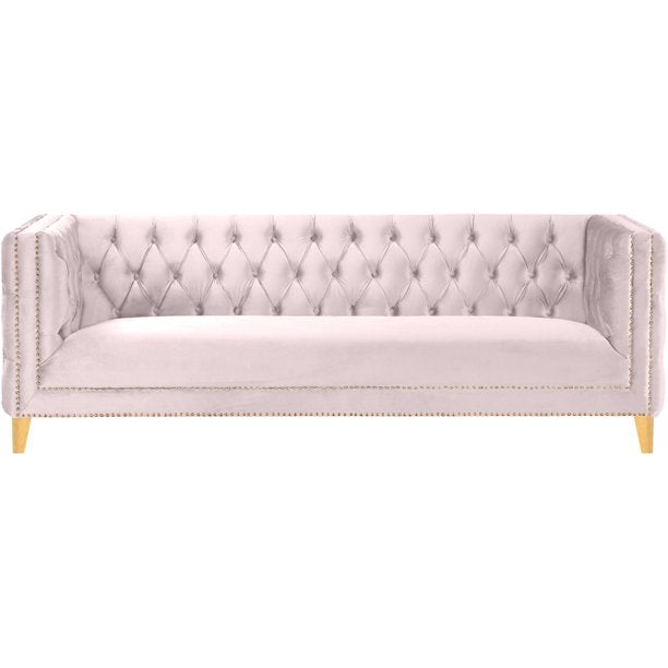 Meridian Furniture Michelle Pink Velvet Sofa - 652Pink-S