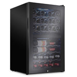 Ivation 43 Bottle Freestanding Wine Refrigerator, Dual Zone Wine Fridge with Lock, Black - IVFWCC431DLB