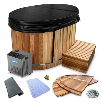 Char-Griller 62 in. 2-Person 0-Jet Cedar Cold Plunge  Ice Bath Tub/Hot Tub with 1 HP Powerful - SKU_1769782600919_259