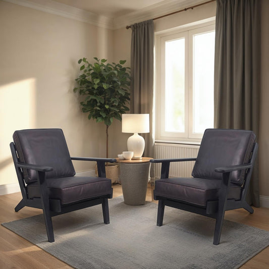 Amber Accent Chair, Handcrafted Slatted Mango Wood, Black Buffalo Leather Cushio _1769670135120_958