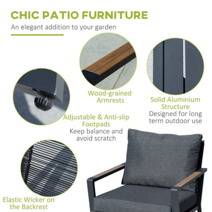 Outsunny 4 Piece Aluminum Garden Sofa Set - 84B-635LG