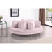 Meridian Furniture Circlet Pink Velvet Roundabout Sofa with Gold Iron Legs - 627Pink