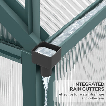 Outsunny BloomGreen 6' x 10' Greenhouse with Rain Gutter and Roof Vent Dark Green - 845-059V01