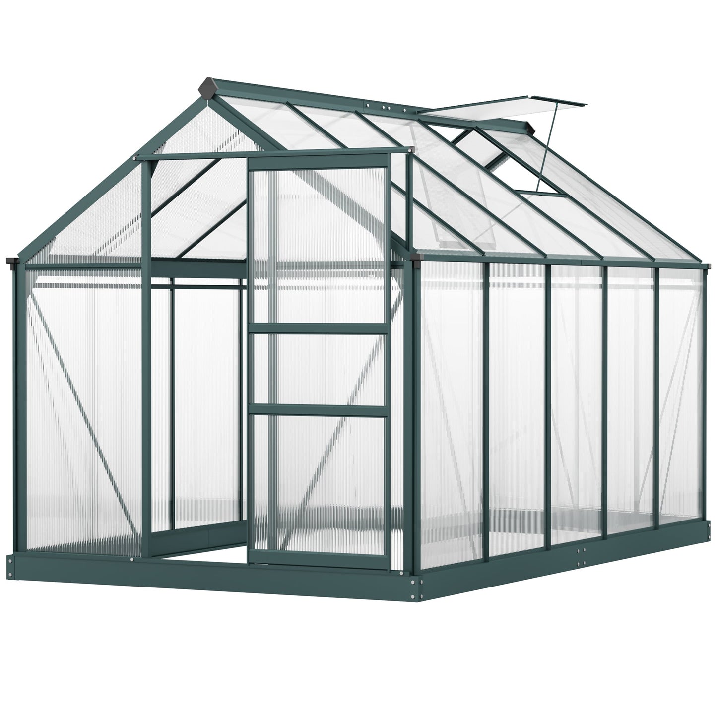 Outsunny BloomGreen 6' x 10' Greenhouse with Rain Gutter and Roof Vent Dark Green - 845-059V01