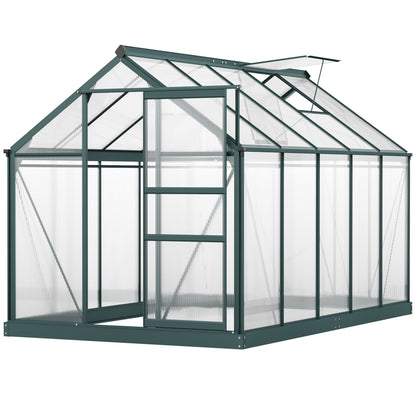 Outsunny BloomGreen 6' x 10' Greenhouse with Rain Gutter and Roof Vent Dark Green - 845-059V01