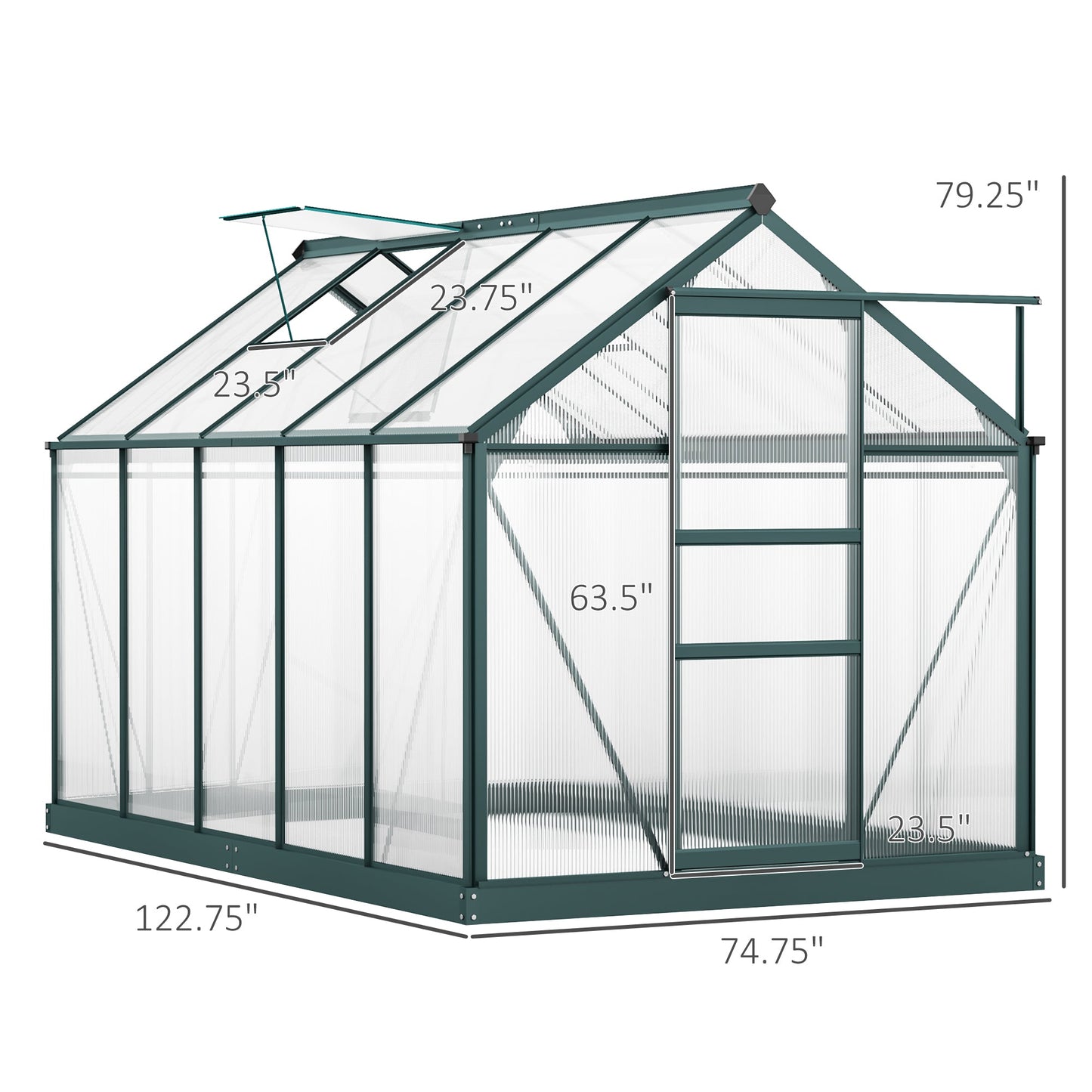 Outsunny BloomGreen 6' x 10' Greenhouse with Rain Gutter and Roof Vent Dark Green - 845-059V01