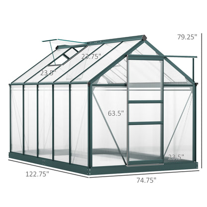Outsunny BloomGreen 6' x 10' Greenhouse with Rain Gutter and Roof Vent Dark Green - 845-059V01