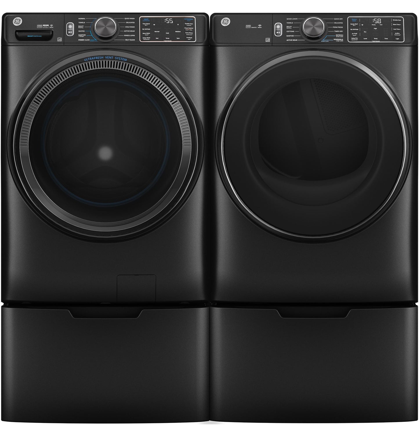 GE 5.0 cu. ft. Smart Front Load Washer, SmartDispense, UltraFresh Vent, OdorBlock, Sanitize + Allergen – GFW655SPVDS-KT