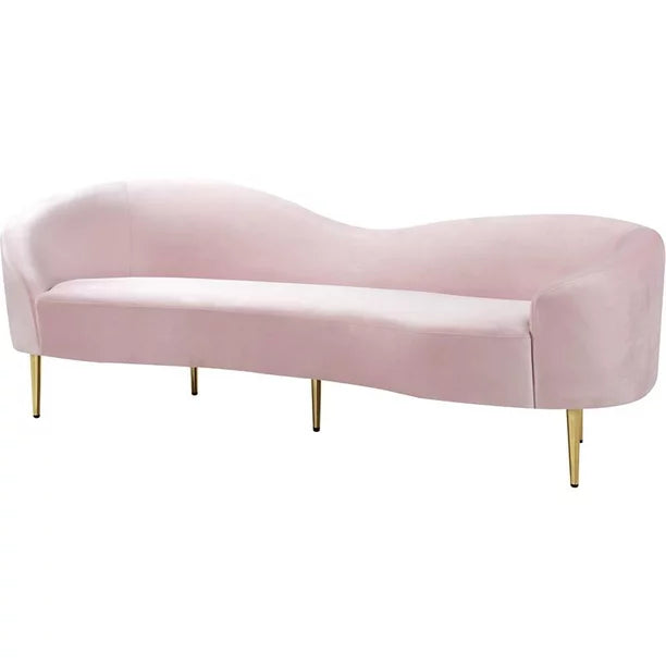 Meridian Furniture Ritz Contemporary Velvet Sofa in Pink - 659Pink-S